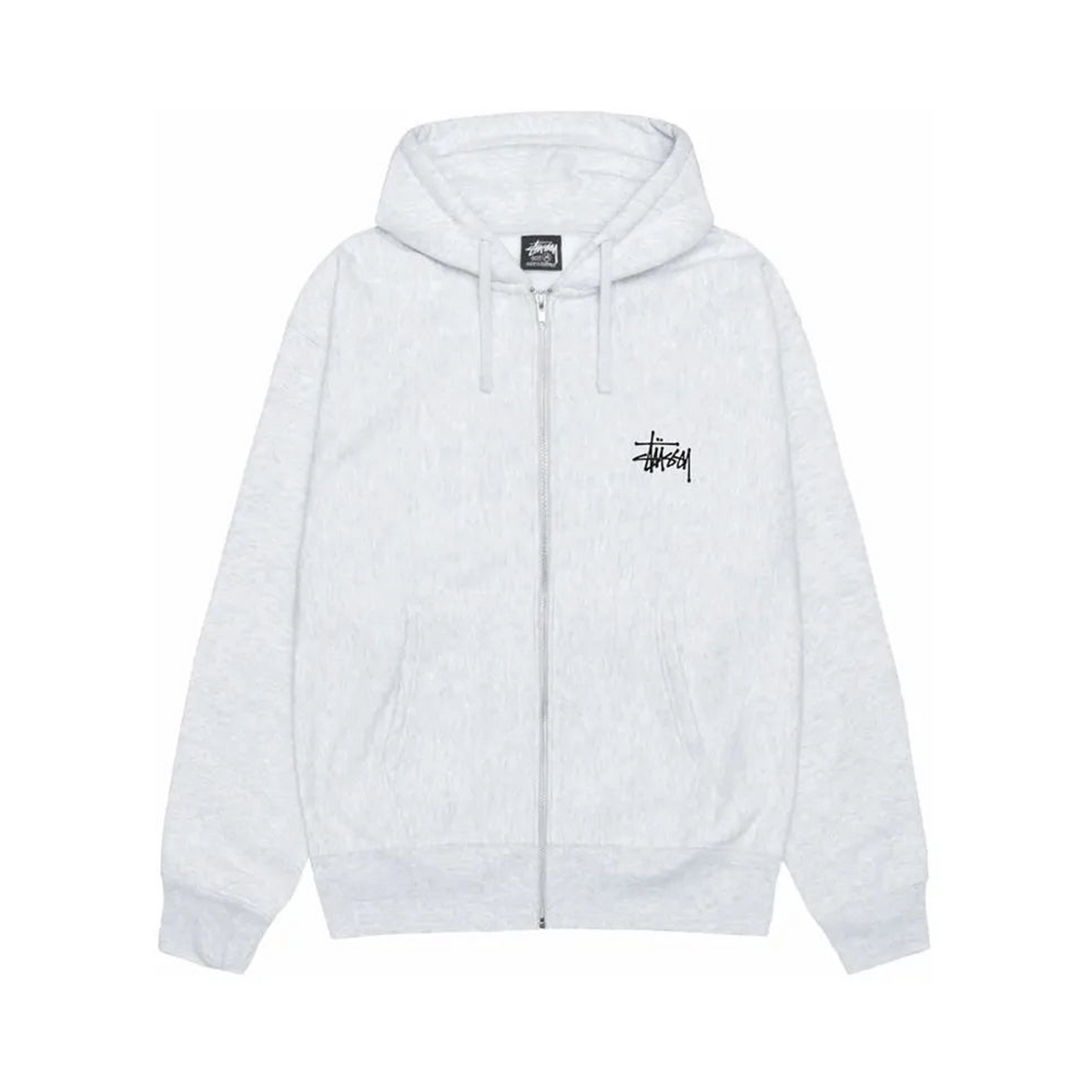 Stussy Basic Stussy Zip Hoodie Ash Heather (1975000-ASHH) – Vorderansicht | Rarus