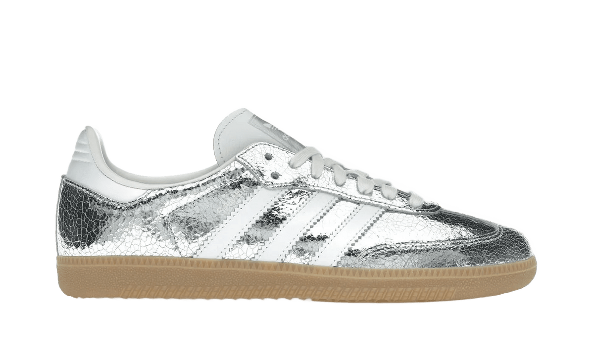 Adidas Samba OG Silver Metallic Cracked Leather - JR0035