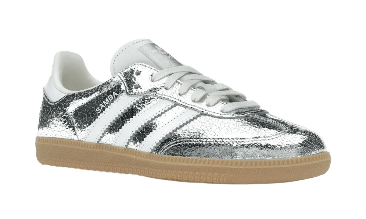 Adidas Samba OG Silver Metallic Cracked Leather - JR0035