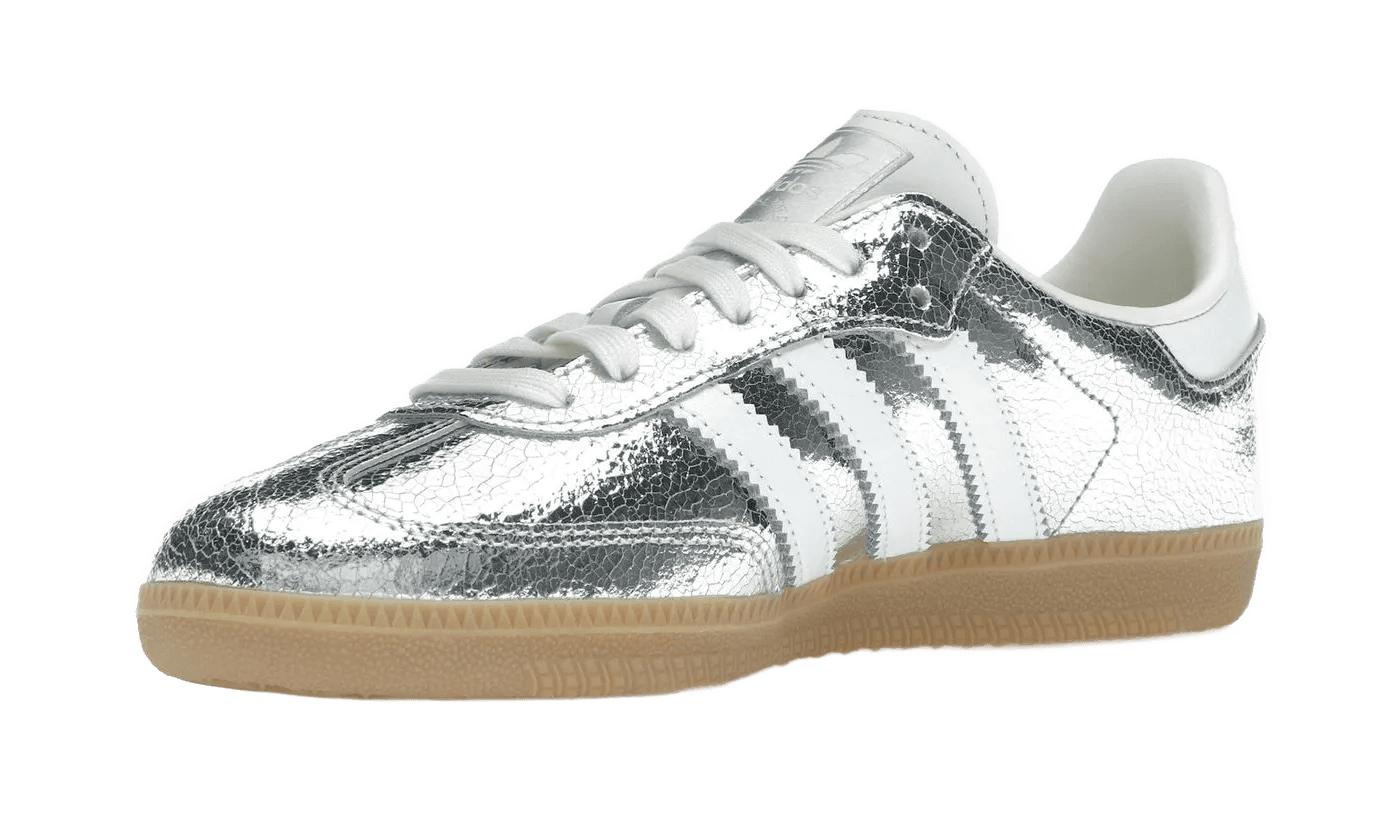 Adidas Samba OG Silver Metallic Cracked Leather - JR0035