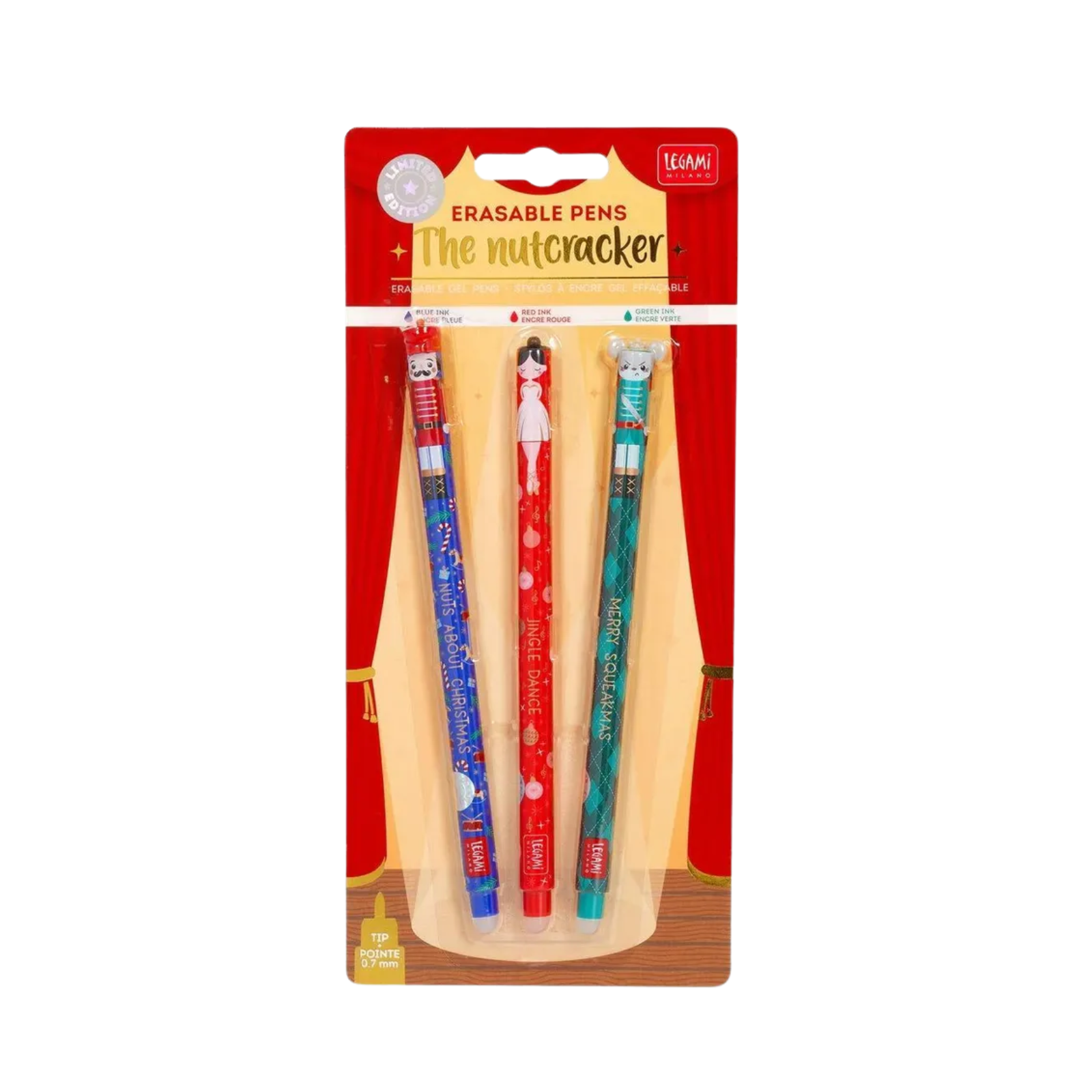 Legami "The Nutcracker" Stifte 3er-Set Weihnachten Gelstifte