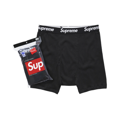 Supreme Hanes Boxer Briefs Black (4 Pack) (SUPREME-HANES-BOXER-BRIEFS-BLACK) – Verpackung | Rarus