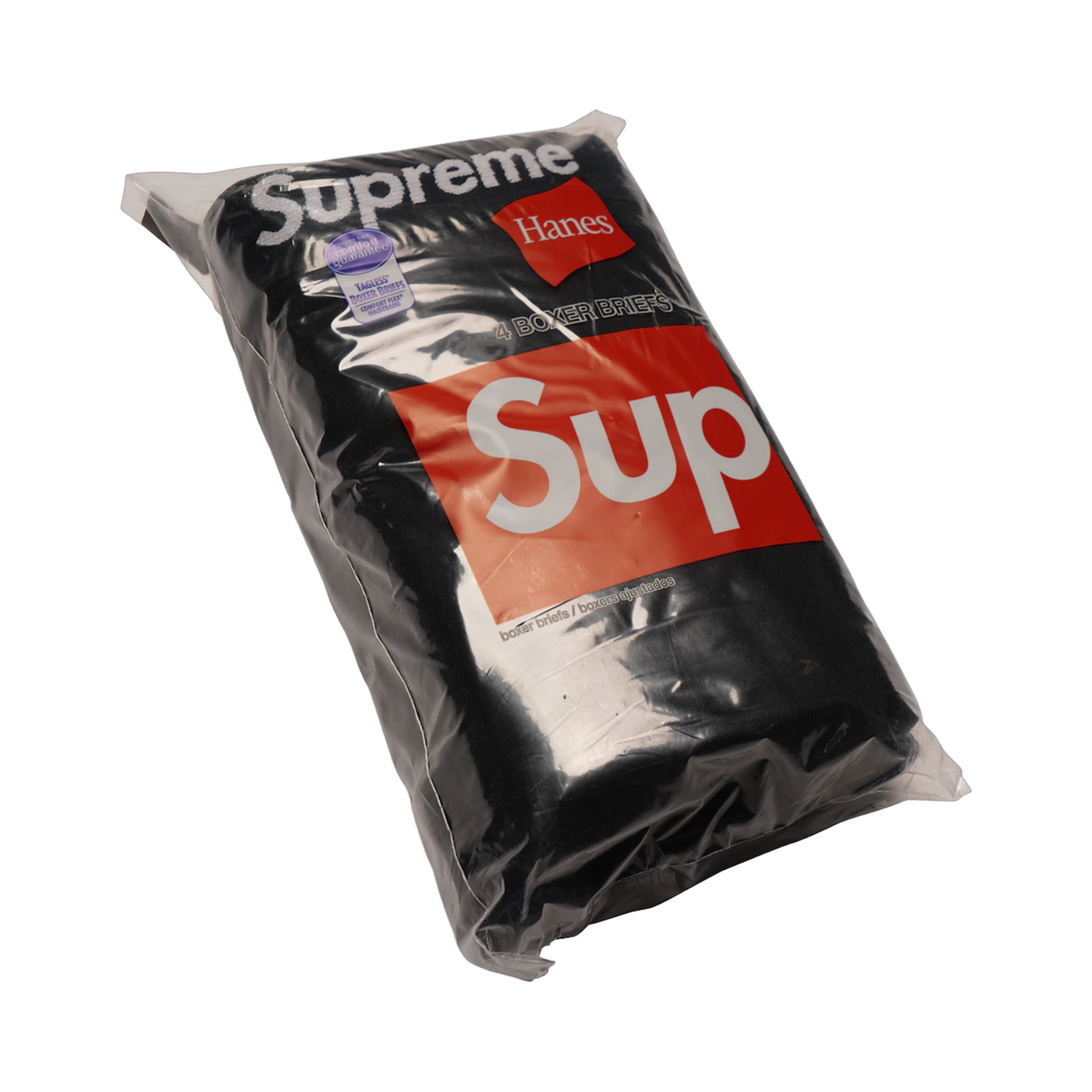 Supreme Hanes Boxer Briefs Black (4 Pack) (SUPREME-HANES-BOXER-BRIEFS-BLACK) – Detailansicht Verpackung | Rarus