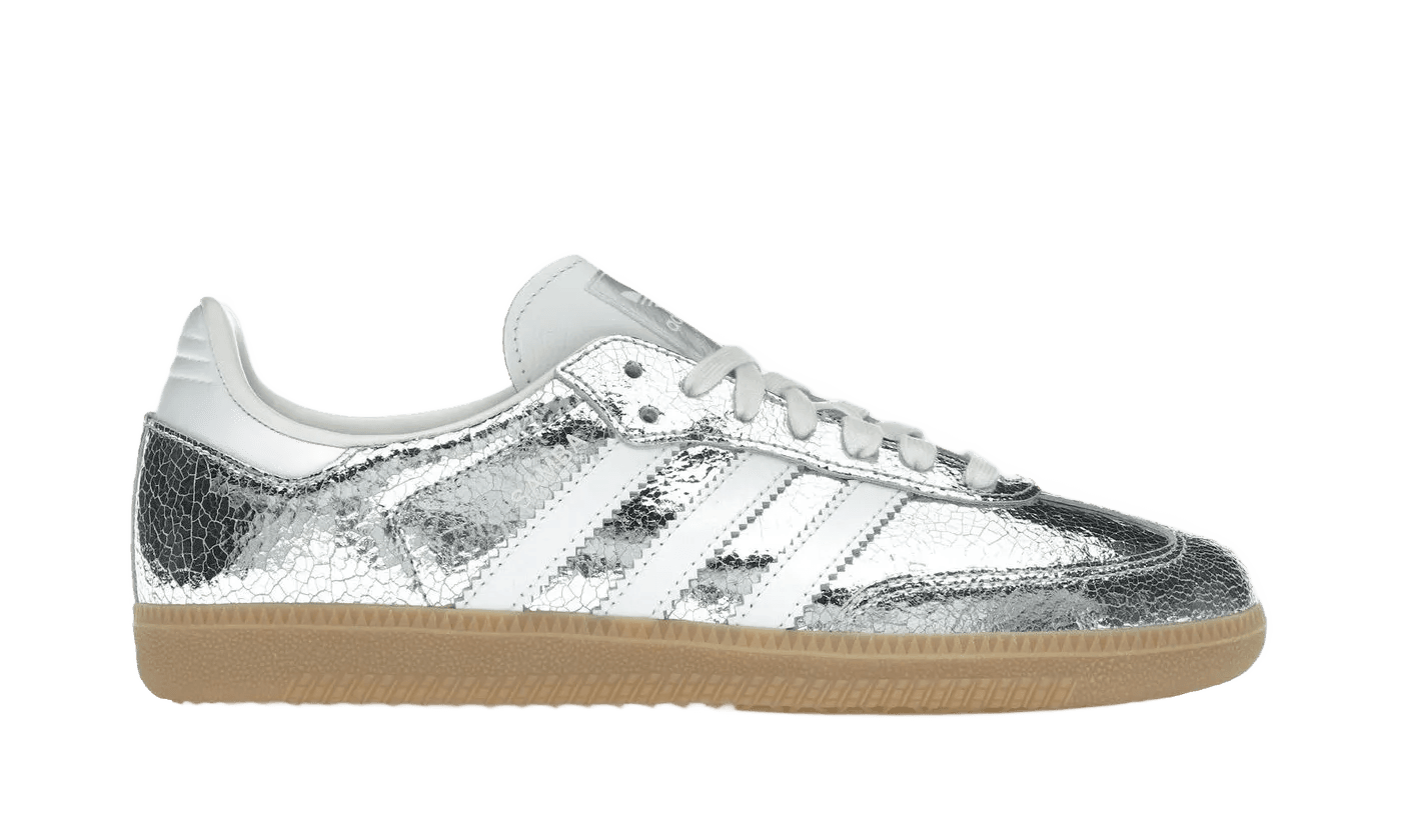 Adidas Samba OG Silver Metallic Cracked Leather - JR0035