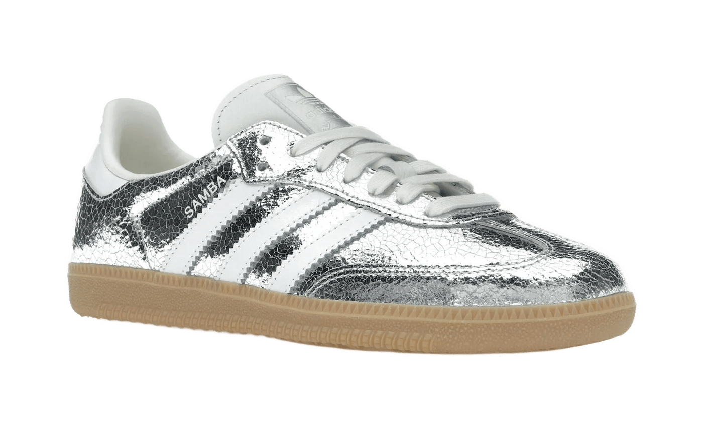 Adidas Samba OG Silver Metallic Cracked Leather - JR0035