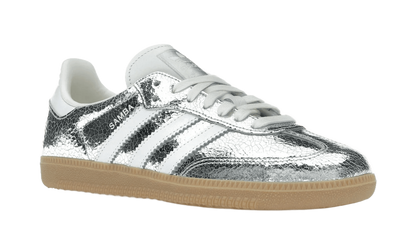 Adidas Samba OG Silver Metallic Cracked Leather - JR0035