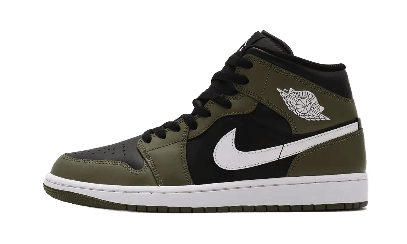 Air Jordan 1 Mid Black White Olive - DQ8426-092
